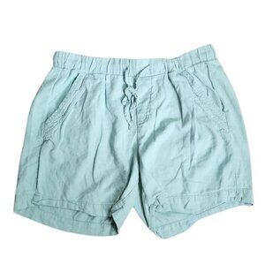 Briggs Shorts Womens Size M Medium‎ Light Green Linen Blend Pull On Comfort